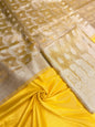 Faishana Yellow Tissue Silk Suit with Floral Zari Booti Plain Bottom & Checkered Jaal Dupatta SHL_104