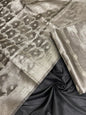 Faishana Black Tissue Silk 3-piece Suit, Floral Zari Stripe Booti Dupatta. SHL_93