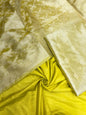 Faishana Lime Yellow Tissue Silk 3-piece Suit with Floral Zari Stripe Booti. SHL_95