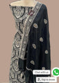 Chanderi Silk Dyble Black Resham Embroidery Banarasi Suit Set 1350SKL_CE7