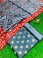 Grey Katan Silk Silver Gold Zari With Patola Weave Dupatta 700SKL_KS14