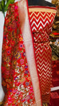 Red Katan Silk Zig-Zag With Multicolor Mina Jaal Dupatta Banarasi Suit Set 900SKL_KZ6
