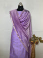 Purple Mercerize Silk Chunri Booti With Tissue Silk Dupatta Banarasi 3 Pcs Suit Set 850SKL_MS15