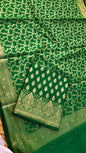 Green Katan Silk Floral Zari Booti Banarasi With Floral Jaal Dupatta Suit Set 1000SKL_PK3