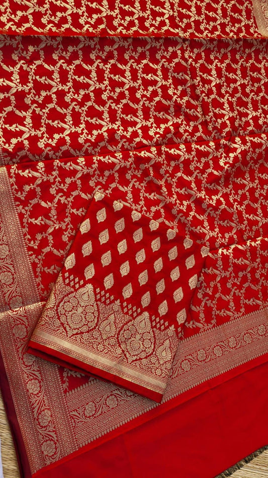 Red Katan Silk Floral Zari Booti Banarasi With Floral Jaal Dupatta Suit Set 1000SKL_PK5