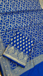 Blue Katan Silk Floral Zari Booti Banarasi With Floral Jaal Dupatta Suit Set 1000SKL_PK7