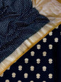 Pure Mercerized Lorex Weave Zari Booti With Contrast Mustard Yellow Border Chunri Dupatta Banarasi Suit 1250SKL_PM15