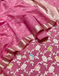 Pure Mercerised Pink Floral Minakari Handbrush Jaal With Chunri Booti Dupatta 1300SKL_PMH4