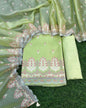Green Tissue Silk Embroidery Resham Booti Banarasi 3 Pcs Suit Set 1300SKL_TE13