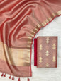 Red Tissue Silk Zari Booti With Border Dupatta Banarasi 3 Pcs Suit Set 1100SKL_TSU20