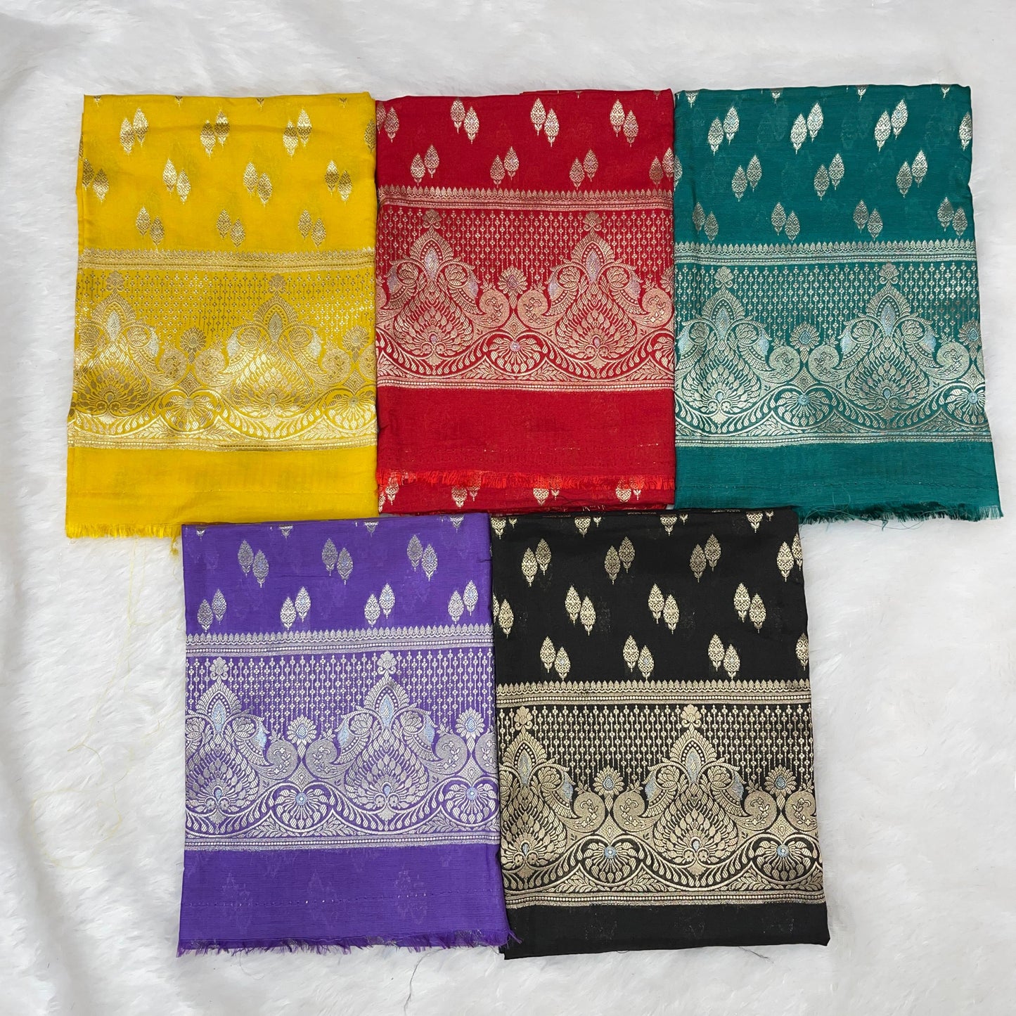 Puresilk Handloom  Viscose Silk Banarasi 3 pcs Suit 2100RHN_VS1-RHN_VS5 SET