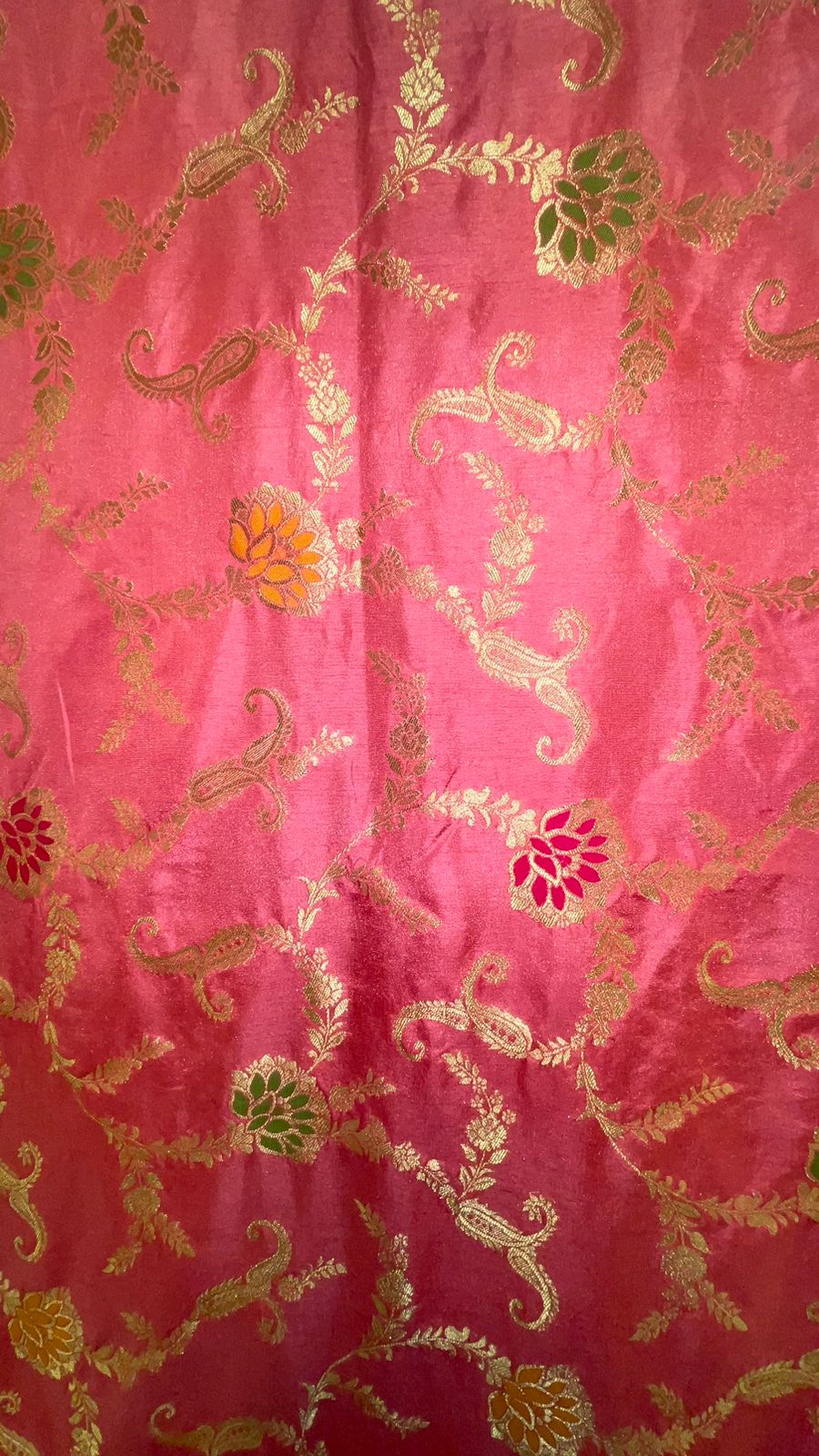 Faishana Presents Baby Pink Dupion Silk Floral Mina Zari Jaal with Contrast Sea Green Paithani Mina Zari Pallu Zari Border and Sea Green Blouse