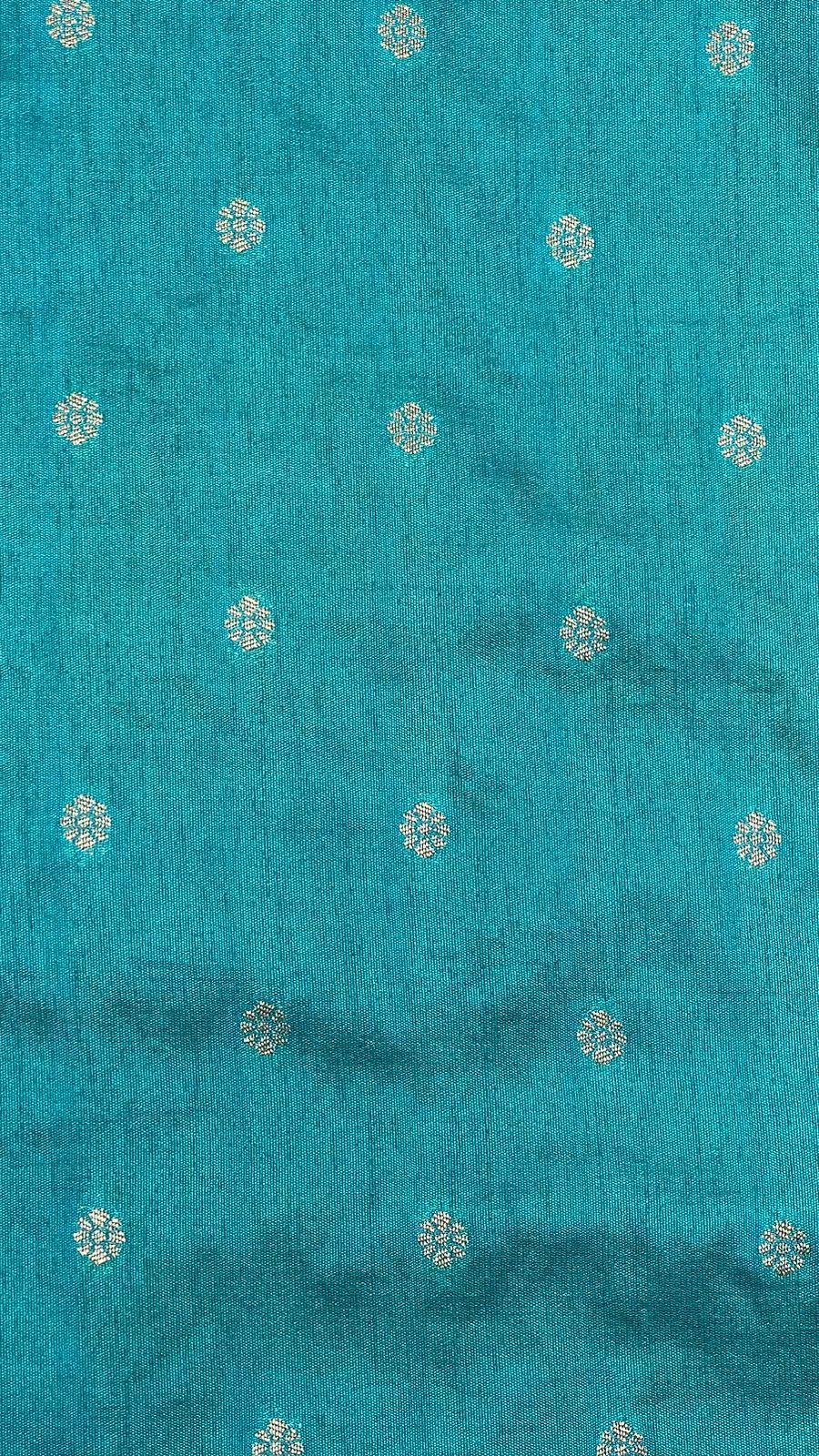 Faishana Presents Baby Pink Dupion Silk Floral Mina Zari Jaal with Contrast Sea Green Paithani Mina Zari Pallu Zari Border and Sea Green Blouse