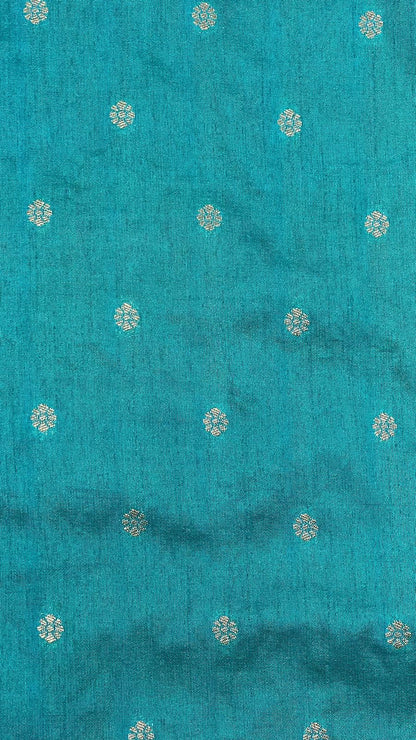 Faishana Presents Baby Pink Dupion Silk Floral Mina Zari Jaal with Contrast Sea Green Paithani Mina Zari Pallu Zari Border and Sea Green Blouse