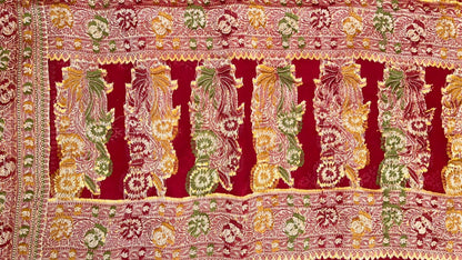 Faishana Presents Handloom Red Chiffon Resham Mina Zari Booti Kadiyal Anchal with Banarasi Mina Border and Red Blouse