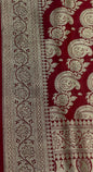 Faishana Presents Maroon Satin Silk Diagonal Zari Jaal Banarasi saree with Maroon Blouse