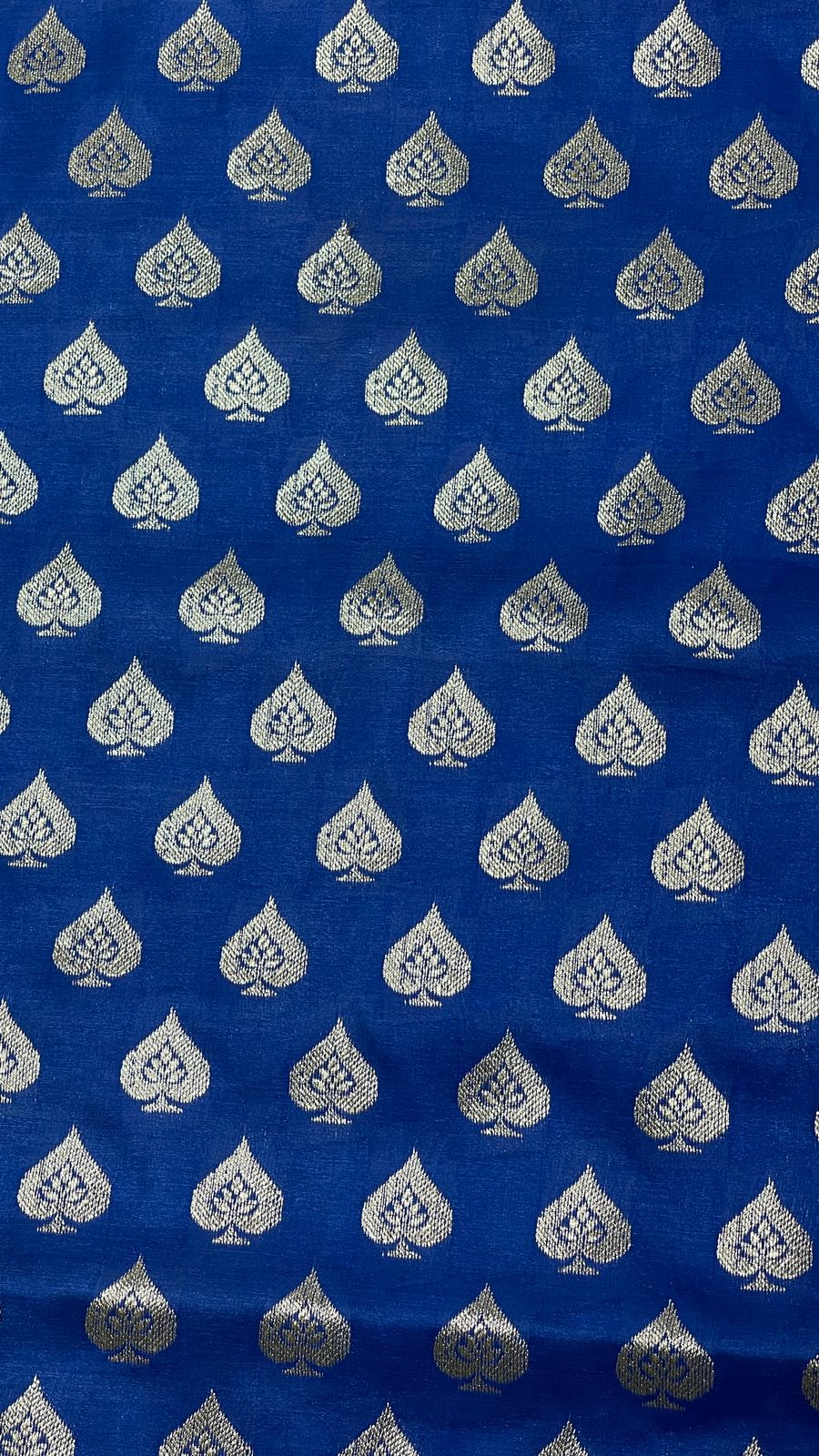 Faishana Presents Blue Satin Silk Silver Zari Pan Booti and Contrast Red Zari Border and Heavy Silver Zari Floral Anchal Banarasi Saree with Red Blouse