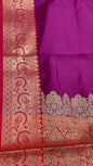 Faishana Presents Magenta Plain Satin Silk with Contrast Red Zari Border and Red Blouse Banarasi saree