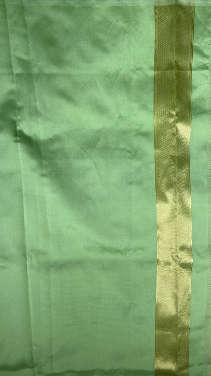 Faishana Presents Light Green Kanjivaram Silk Golden Zari Paisley Boota with Self Zari Border and Light Green Blouse
