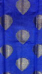 Faishana Presents Blue Kanjivaram Silk Golden Zari Boota with Contrast Magenta Lachha Zari Border and Magenta Blouse