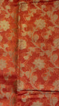 Faishana Presents Orange Tissue Golden Floral Zari Jaal with Checkered Pallu and Orange Blouse
