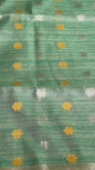 Faishana Presents Sea Green Tissue Silk Gold and Silver Resham Zari Booti with Stripe Light Gold Zari Pallu and Border with Stripe Blouse