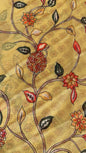Faishana Presents Yellow Warm Silk Floral Alfi Jaal Digital Print Copper Zari Border Banarasi Saree with Yellow Chunri Booti Blouse