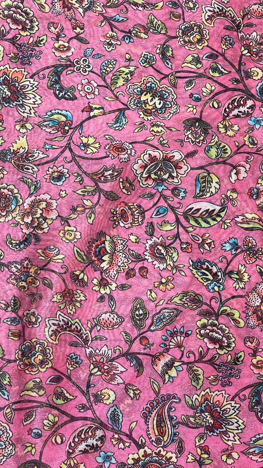 Faishana Presents Pink Warm Silk Floral Digital Print Tilfi Jaal Copper Zari Border Banarasi Saree with Floral Print Booti Pink Blouse
