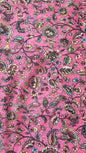 Faishana Presents Pink Warm Silk Floral Digital Print Tilfi Jaal Copper Zari Border Banarasi Saree with Floral Print Booti Pink Blouse