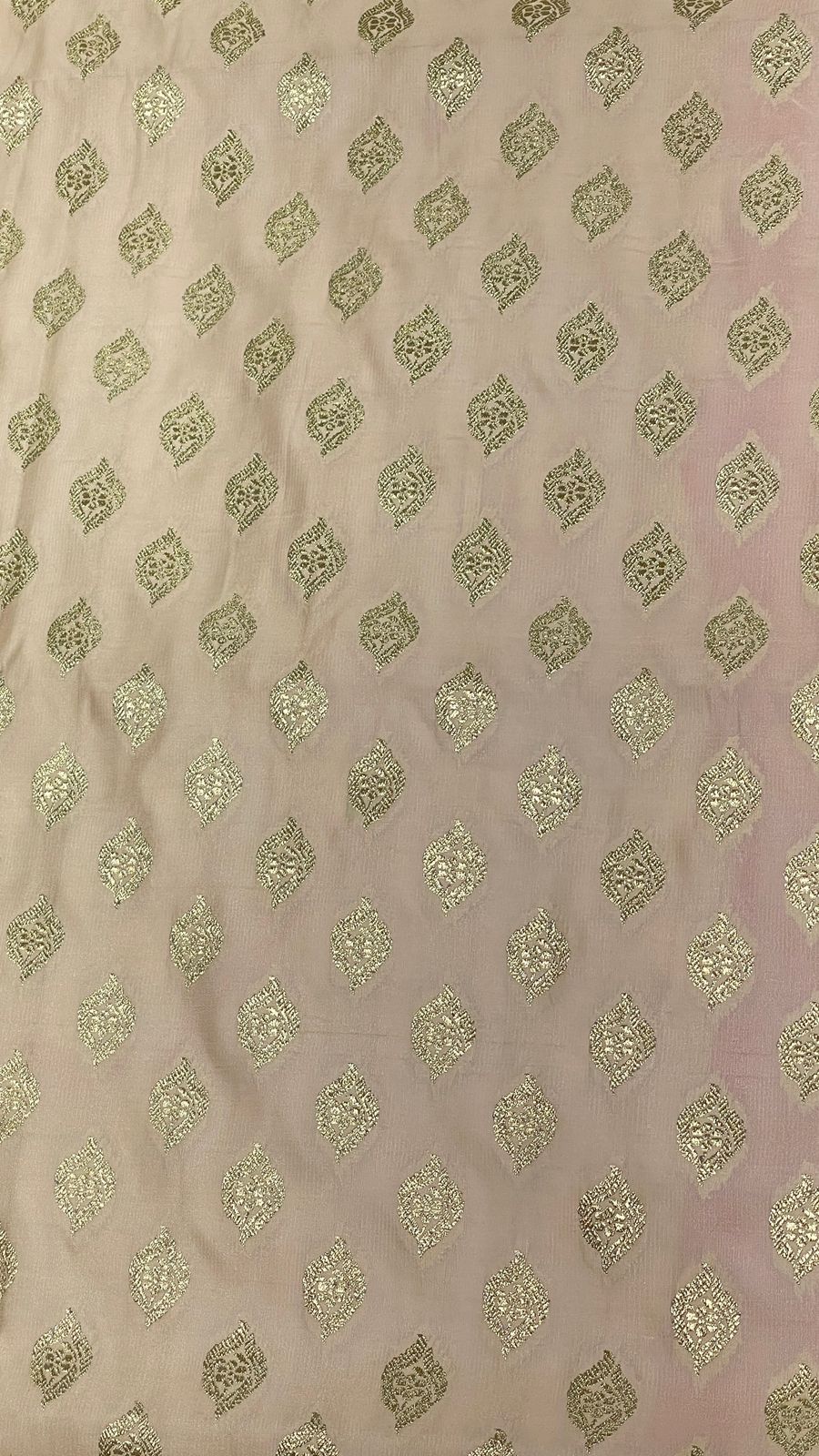 Faishana Presents Off-White Katan Silk Floral Light Gold Zari Booti with Contrast Magenta Floral Pallu Banarasi saree and Magenta Blouse