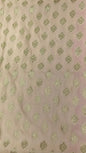 Faishana Presents Off-White Katan Silk Floral Light Gold Zari Booti with Contrast Magenta Floral Pallu Banarasi saree and Magenta Blouse