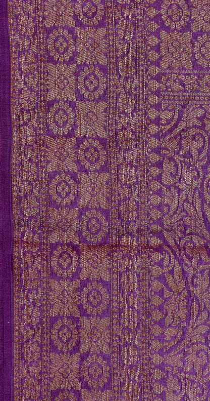 Faishana Pure Handloom Magenta Munga Silk Floral Mina Zari Boota with Contrast Violet Minakari Pallu and Violet Blouse Piece