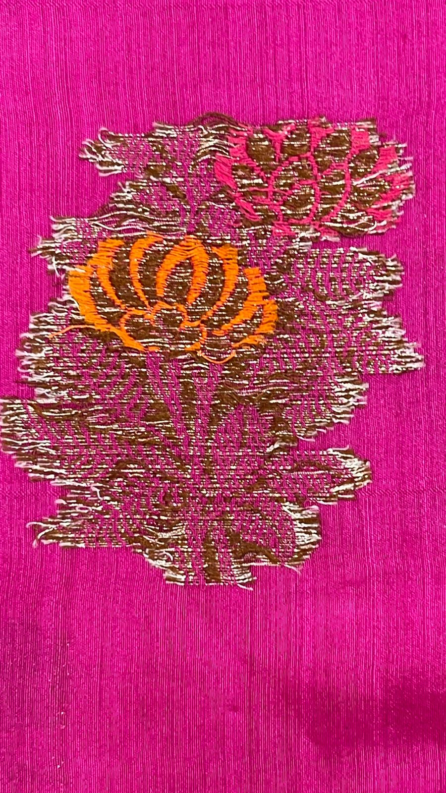 Faishana Pure Handloom Magenta Munga Silk Floral Mina Zari Boota with Contrast Violet Minakari Pallu and Violet Blouse Piece