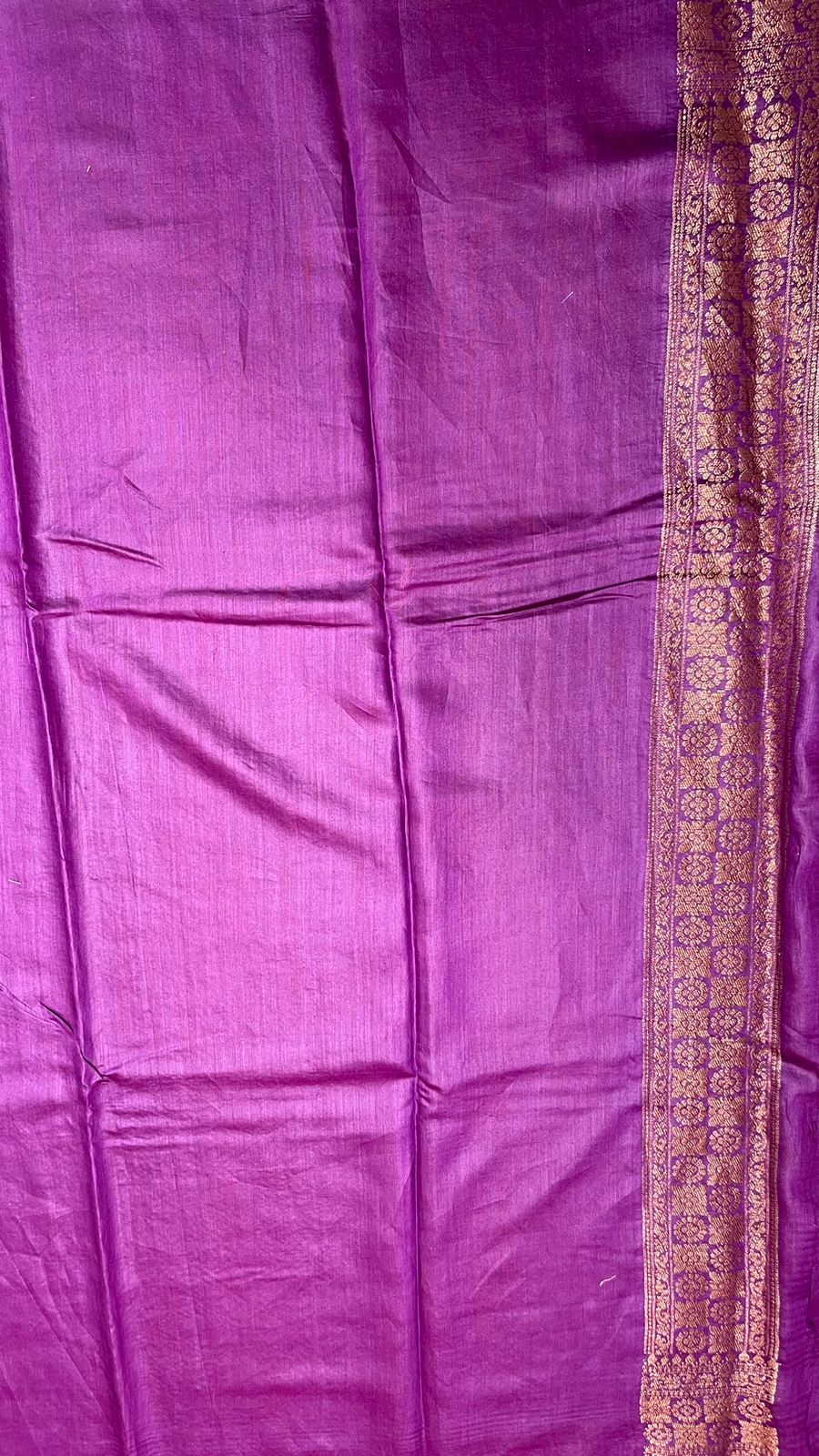 Faishana Pure Handloom Magenta Munga Silk Floral Mina Zari Boota with Contrast Violet Minakari Pallu and Violet Blouse Piece