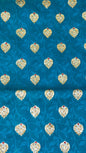 Faishana Presents Turquoise Blue Stone Work Golden Zari Booti Afli Mina Jaal with Alfi Boota Pallu Zari Border and Blue Blouse Banarasi Saree