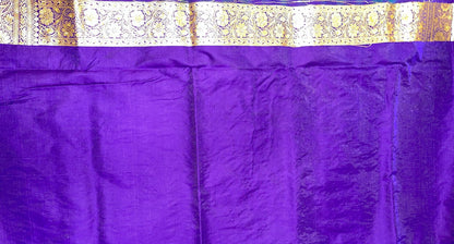 Faishana Presents Turquoise Blue Stone Work Golden Zari Booti Afli Mina Jaal with Alfi Boota Pallu Zari Border and Blue Blouse Banarasi Saree