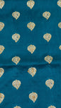 Faishana Presents Indigo Blue Stone Work Golden Zari Booti with Contrast Maroon Paisley Lehariya Pallu Zari Border with Maroon Blouse Banarasi Saree