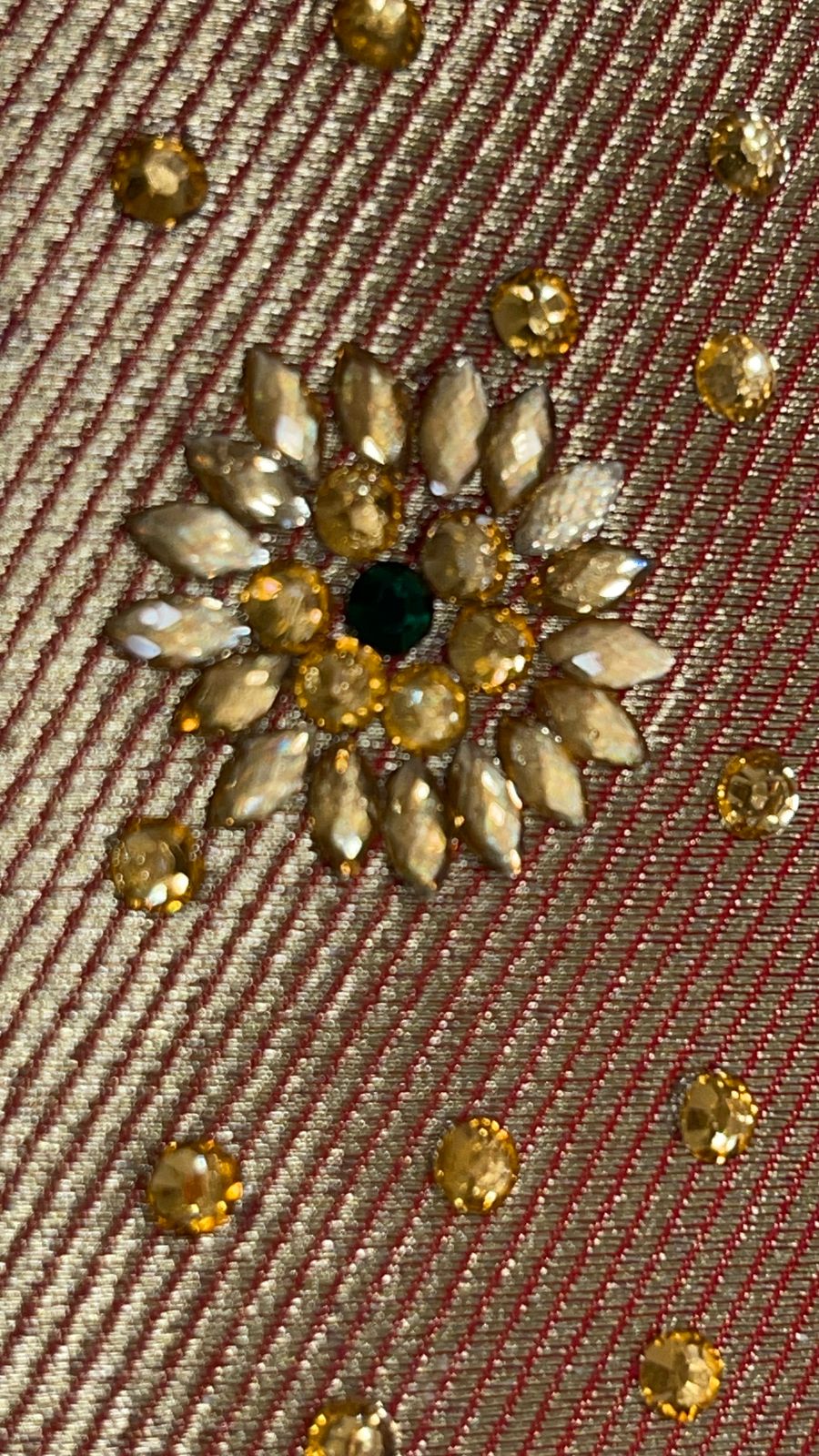 Faishana Presents Red Satin Silk Stone Work Golden Zari Chunri Booti with Banarasi Zari Border and Red Blouse