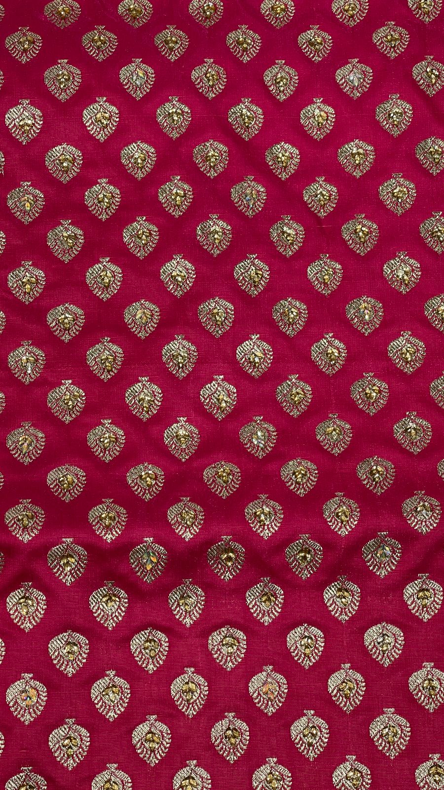 Faishana Presents Pink Stone Work Golden Zari Booti with Floral Heavy Pallu Zari Border and Pink Blouse Banarasi Saree