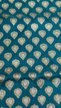 Faishana Presents Green Stone Work Golden Zari Boota with Contrast Blue Pallu Zari Border and Blue Blouse Banarasi Saree