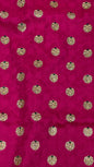 Faishana Presents Pink Stone Work Golden Zari Floral Booti with Contrast Green Paisley Pallu Zari Border and Green Blouse Banarasi Saree