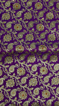 Faishana Presents Purple Stone Work Golden Zari Booti Floral Jaal with Paisely Contrast Red Boota Pallu Zari Border and Red Blouse Banarasi Saree