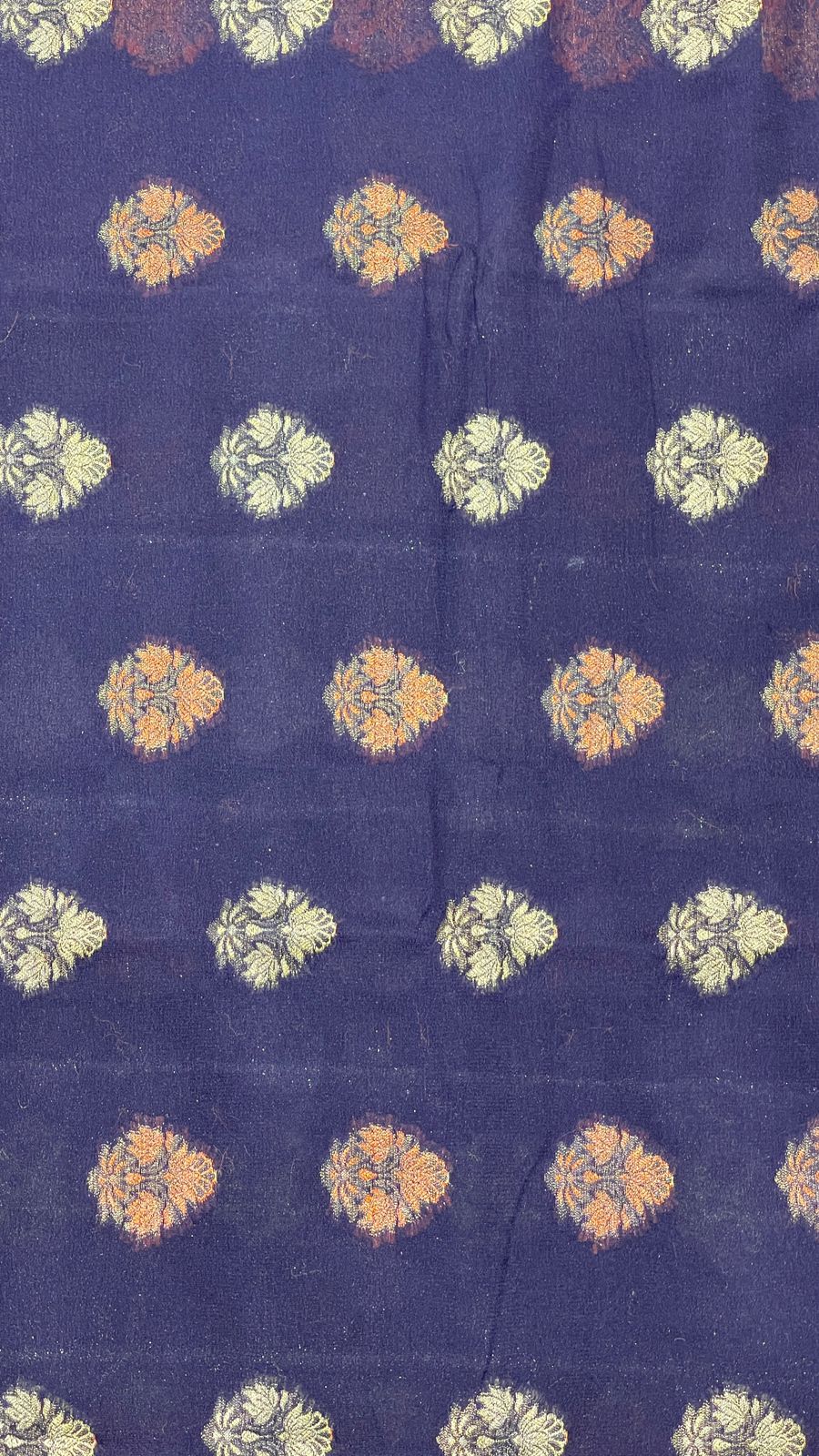 Faishana Pure Handloom Navy Blue Chiffon Resham Floral Mina Booti with Paisley Mina Zari Border and Tilfi Zari Border with Navy Blouse