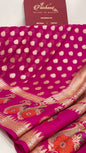 Faishana Pure Handloom Magenta Chiffon Floral Zari Booti with Floral Mina Boota Skirt Zari Border and Paisley Zari Jaal Pallu with Magenta Blouse