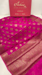 Faishana Pure Handloom Magenta Chiffon Floral Mina Copper Zari Booti with Paisley Mina Zari Border with Magenta Blouse&nbsp;