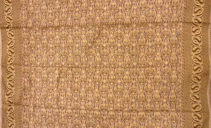 Faishana Pure Handloom Peach Chiffon Floral Digital Print Boota with Paisley Copper Zari Border and Peach Blouse