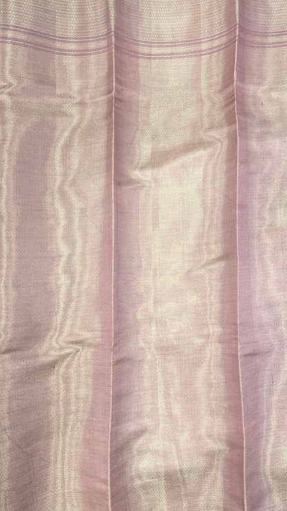 Faishana Pure Handloom Light Purple Dupion Silk Silver Mina Floral Gold Zari Jaal Skirt Gold & Silver Mina Zari Border with Kadiyal Minakari Pallu and Light Purple Blouse