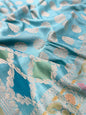 Faishana Pure Handloom Sky Blue Cotton Silk Zari Booti with Rangkaat Banarasi Zari Hand Painted Floral Pallu and Zari Border with Sky Blue Blouse