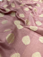 Faishana Pure Handloom Light Mauve Cotton Golden Zari Mina Booti with Skirt Banarasi Zari Border and Light Mauve Blouse