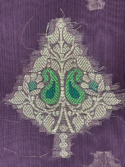 Faishana Pure Handloom Light Purple Cotton Silver Zari Mina Boota with Skirt Mina Zari Border and Light Purple Blouse